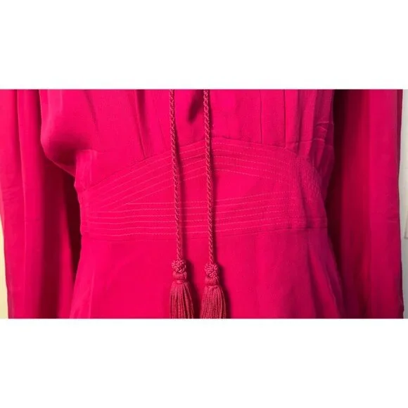 ROBERTO CAVALLI PEASANT BOHO PINK SILK MIDI TIERED DRESS 40 4 - Picture 8 of 15